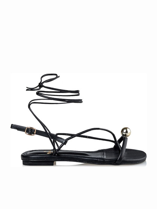 Glode Leather Women's Flat Sandals in Black Color