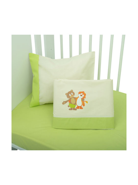 Mother Baby Best Friends Baby Sheets Set Crib Cotton Fitted Green 70x140cm 3pcs