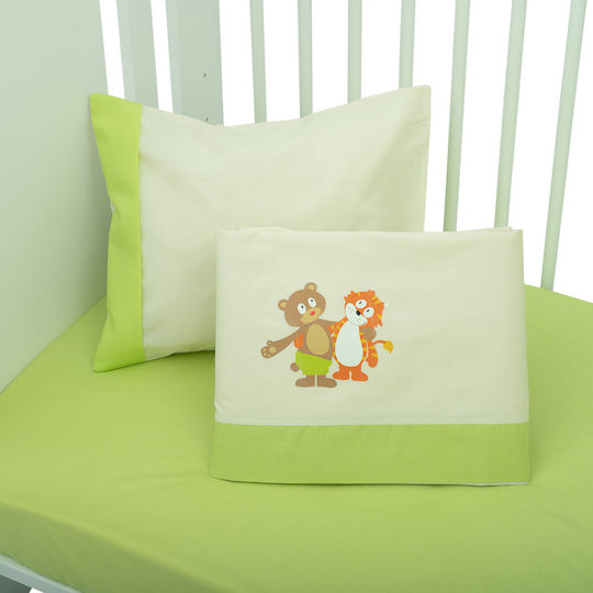 Mother Baby Best Friends Baby Sheets Set Crib Cotton Fitted Green 70x140cm 3pcs