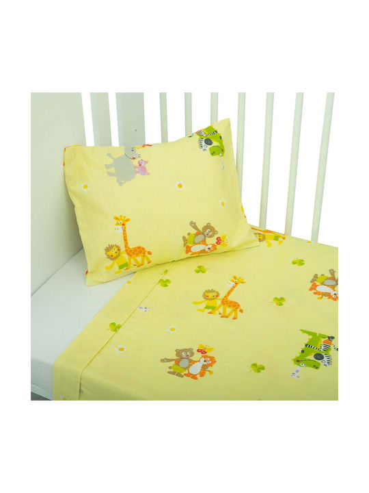 Mother Baby Baby Sheets Set Crib Flannel Fitted Yellow 70x140cm 3pcs