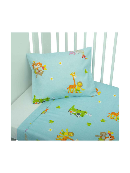Mother Baby Baby Sheets Set Crib Flannel Fitted Light Blue 70x140cm 3pcs