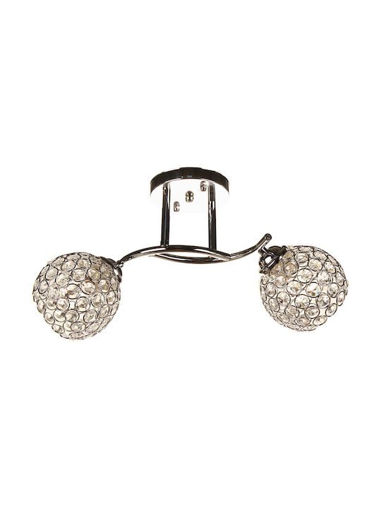 Keskor Classic Ceiling Light with Socket E27 with Crystals 45pcs Silver