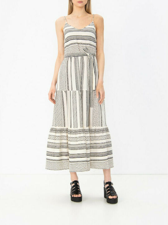 Vero Moda Maxi Καλοκαιρινό All Day Φόρεμα Βαμβακερό Beige Black