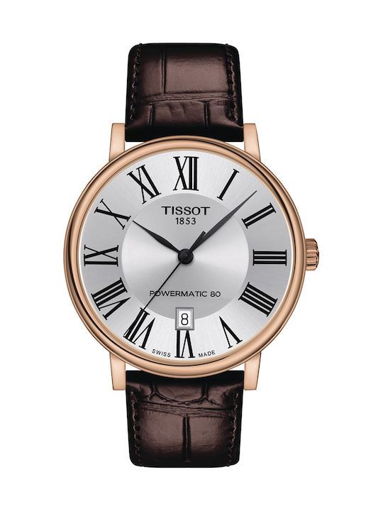 Tissot Carson Premium Powermatic 80 Watch Automatic with Brown Leather Strap
