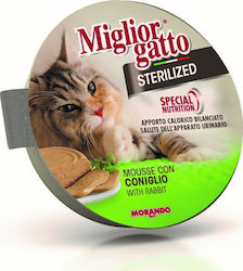 Morando Miglior Gatto Sterilised Wet Food for Sterilised Adult Cats for Urinary Health In Tray with Rabbit Mousse 1pc 85gr