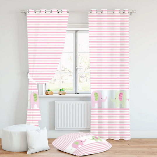 Mc Decor Kids Grommet Top Curtain Elephant Pink MCD.PKP.010 140x280cm