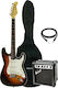 Jacky Jackson ST38 Set Electric Guitar Stratocaster with SSS Pickup Configuration Sunburst with Case