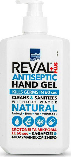 InterMed Reval Plus Antiseptic Hand Gel Desinfektionsmittel Gel für Hände mit Pumpe 500ml Natürlich