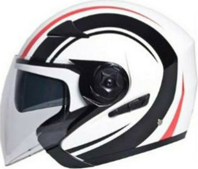 Faseed FSD 708 Black/Red/White Κράνος Μηχανής Jet 1280gr με Sunvisor