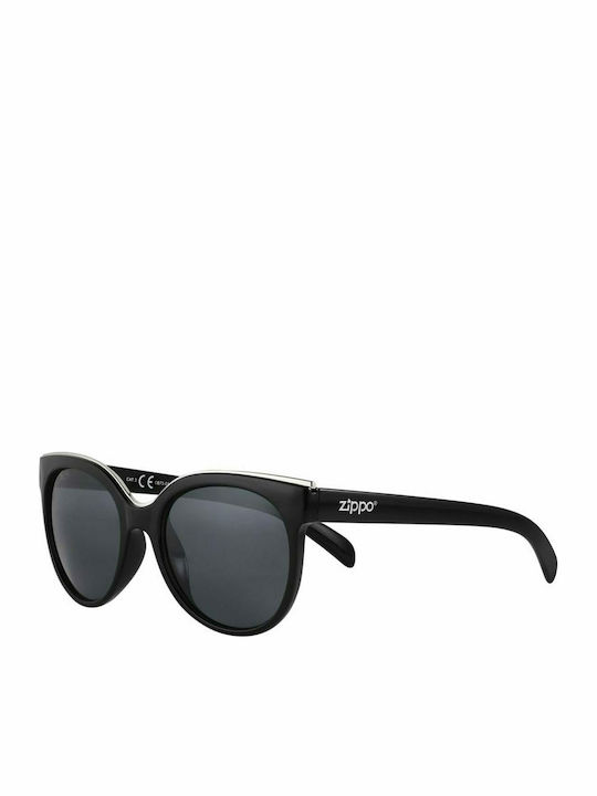 Zippo Men's Sunglasses with Black Plastic Frame and Black Lens OB73-01