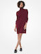 Michael Kors Mini Dress Knitted Turtleneck Burgundy