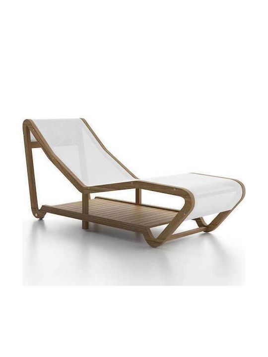 Șezlong Lemn Infinity cu Țesătură Textilene Culoare Maro 169x66x80cm