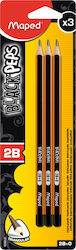 Maped Black Peps Pencil 2B Black 3pcs