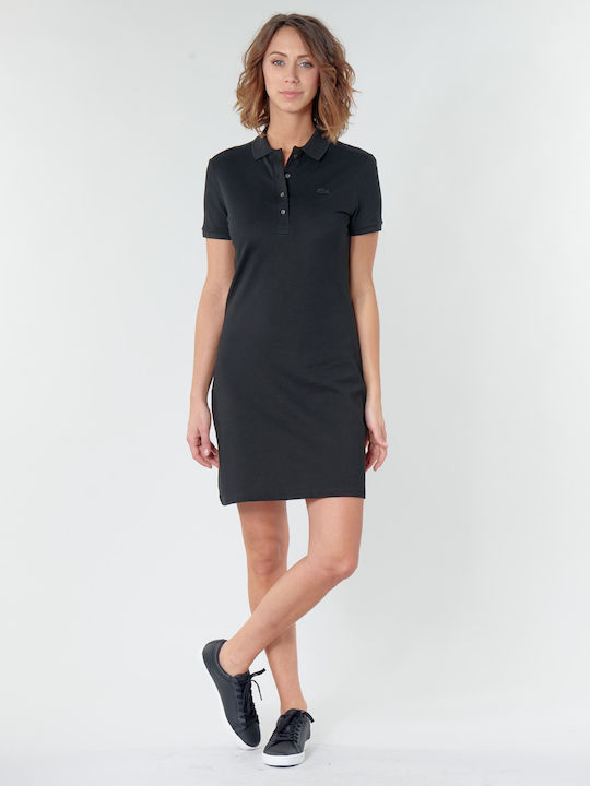 Lacoste Mini All Day Φόρεμα Μακό με Κουμπιά Μαύρο