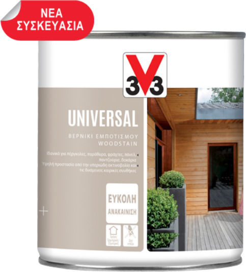 V33 Universal Wood Protector Βερνίκι Εμποτισμού Νερού Εξωτικό Μαόνι Σατινέ 2.5lt