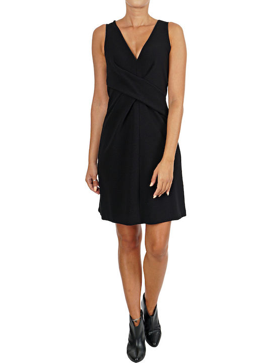 Summer Mini Evening Wrap Dress Black