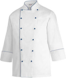 Egochef Палто Готвач 100% Памук Мъжко Бял с Дълъг ръкав Royal Piping