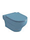 Olympia Clear Rimless Wall-Mounted Toilet that Includes Slim Soft Close Cover Turchese