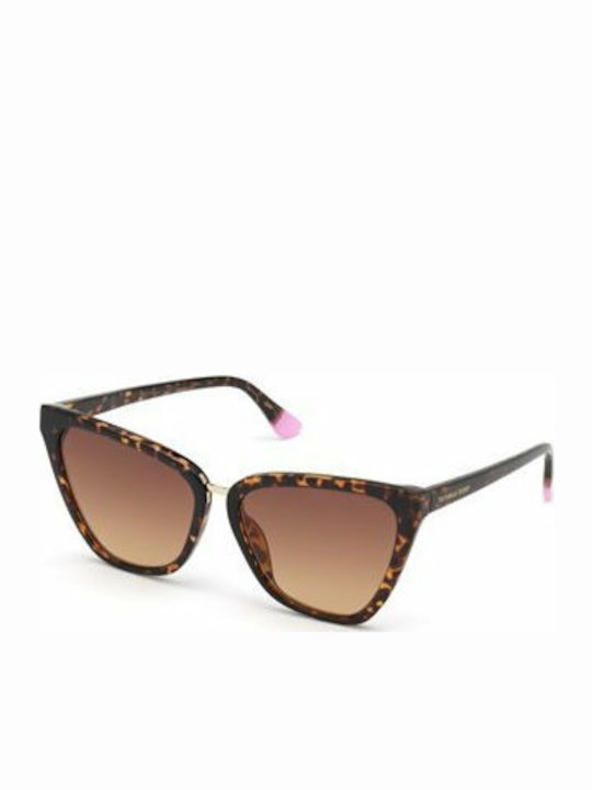 Victoria's Secret Women's Sunglasses with Brown Plastic Frame and Brown Gradient Lens VS0030 52F