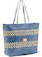 Verde Straw Beach Bag Blue