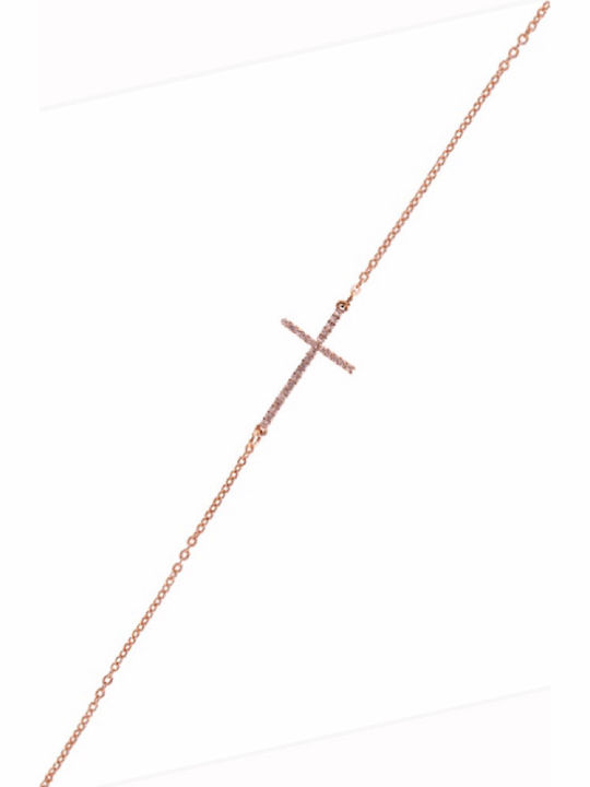 Bracelet with cross - ATΣAΛI ROSE GOLDEN