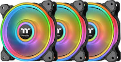 Thermaltake Riing Quad 14 RGB Radiator Fan TT Premium Gehäuselüfter 140mm mit Verbindung 4-Pin PWM 3Stück Schwarz