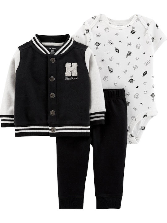 Carter's Baby Bodysuit Set Short-Sleeved with Pants White 3pcs