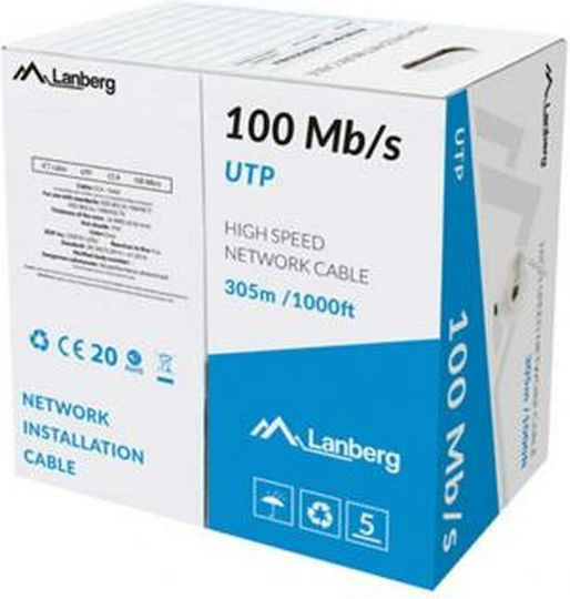 Lanberg U/UTP Cat.5e (Gigabit) Network Cable Ethernet Without Connectors 305m Grey