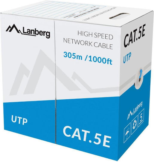 Lanberg U/UTP Cat.5e (Gigabit) Мрежов Кабел Ethernet Без Конектори 305м Син
