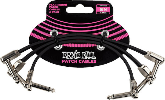 Ernie Ball Flat Ribbon Patch Cablu 6,3 mm de sex masculin - 6,3 mm de sex masculin 0.15m 3buc (P06221)