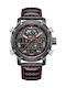 Naviforce Herrenuhr 45mm Batterie mit Schwarz Lederarmband