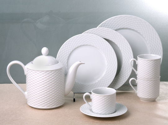 Cryspo Trio Polo White Set Ceai Cu Cană Ceramică Albă 9 Bucăți