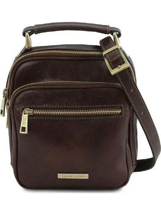 Paul Leder Herrentasche Schulter / Crossbody Dark Brown