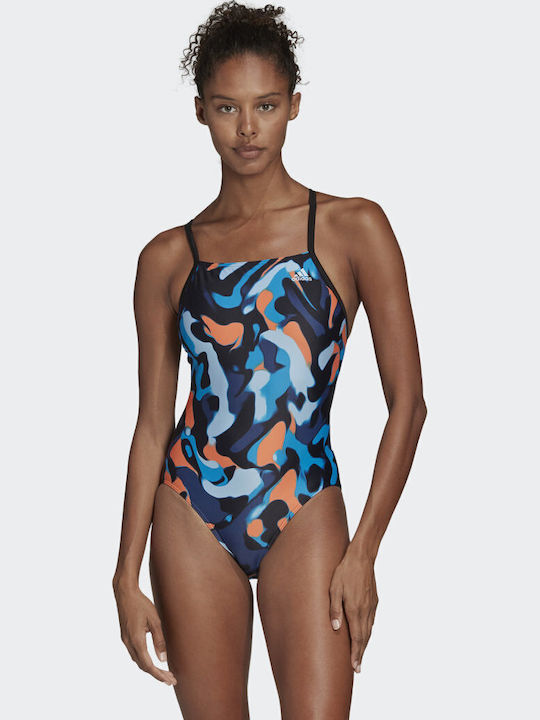 adidas Primeblue Activewear Swimsuit Grey Six and Sharp Blue