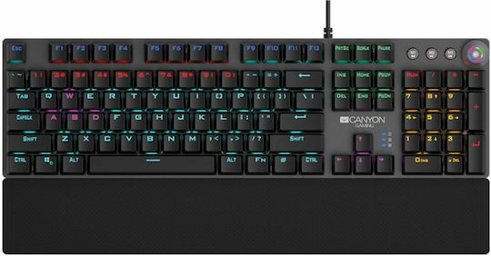 Canyon Nightfall Gaming Mechanical Keyboard with Custom Black Switches and RGB Lighting English US