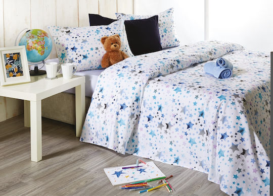 Whitegg Bettwäsche-Set Einzel Baumwolle C017-2 Hellblau 160x240cm 3Stück