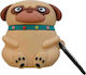 Lykl Pug Θήκη Σιλικόνης με Γάντζο σε Καφέ χρώμα για Apple AirPods
