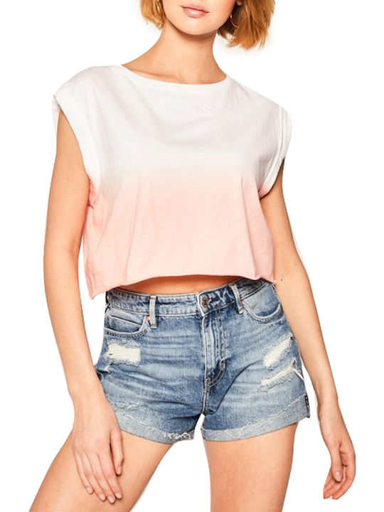Guess De vară Feminină Bluză Fără mâneci Pink/White