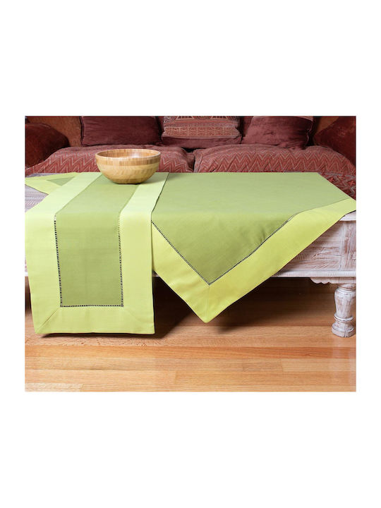 Silk Fashion Tablecloth Cotton with Embroidery Set Bg17 Green/Cypress 8 140x180cm