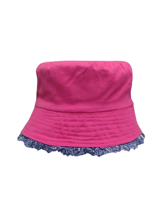 Γυναικείο Καπέλο Κώνος/Bucket Βαμβακερό Διπλής Όψης Τζιν/Φούξια