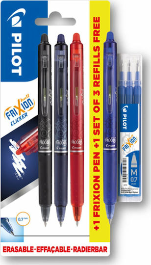 Pilot Frixion Ball Clicker Stift Gel 0.7mm Mehrfarbig mit Mehrfarbig Tinte 4Stück