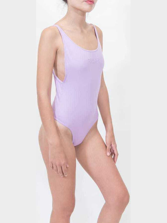 Guess One-Piece Swimsuit with Open Back Lilac