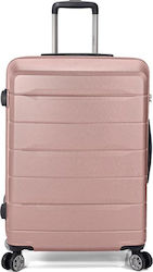 Benzi Medium Travel Suitcase Hard Pink Gold with 4 Wheels Height 68cm