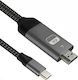 Powertech Braided Cable HDMI male - USB-C male 1.8m Black