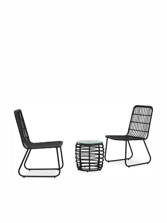 Set Lounge for Small Outdoor Spaces Black 3pcs