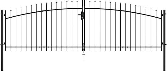 vidaXL Metal Fence Gate with Spears in Black Color 2.0x4.0m