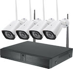 Integrated CCTV System Wi-Fi with 4 Wireless Cameras 1080p 2MP 1080P