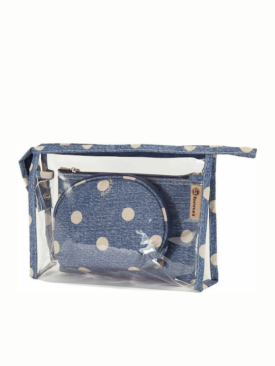 Benzi Set Toiletry Bag Blue with Transparency 24cm