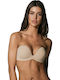 Secret Sense Strapless Bra with Light Padding Underwire Beige
