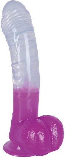 You2Toys Jelly Ready Mate Glass Dildo with Balls and Suction Cup Purple/Clear 17cm